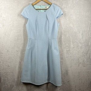 Yumi Dress Medium Blue Retro Style Aline Stretch Short Sleeve Fitted Lace